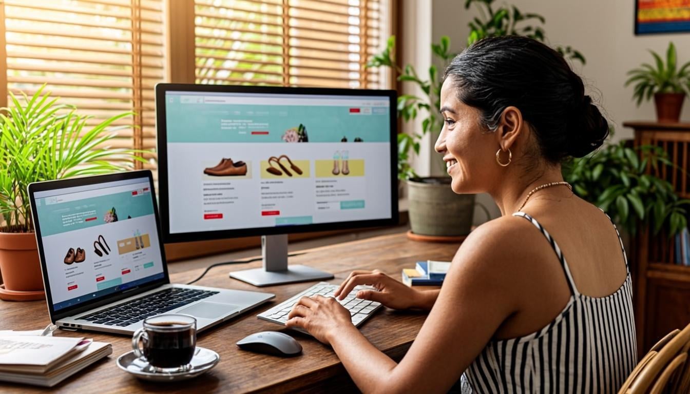 Diseño de sitios web a medida: diseñador creando una tienda online en su estudio
