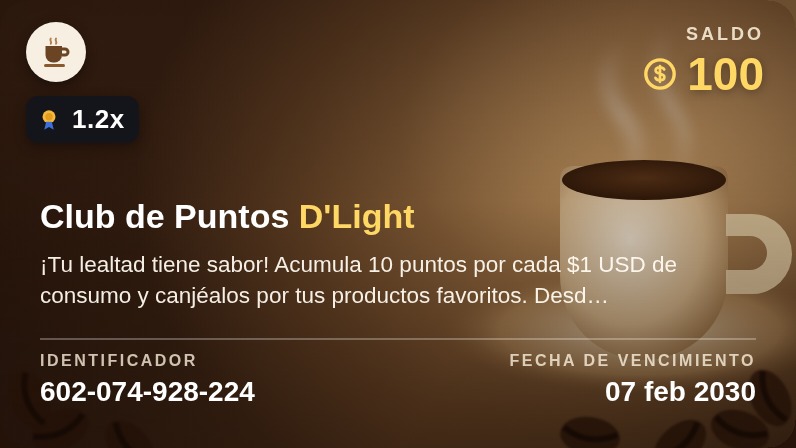 Tarjeta digital de puntos de Premiable: club de puntos con saldo, multiplicador y fecha de vencimiento
